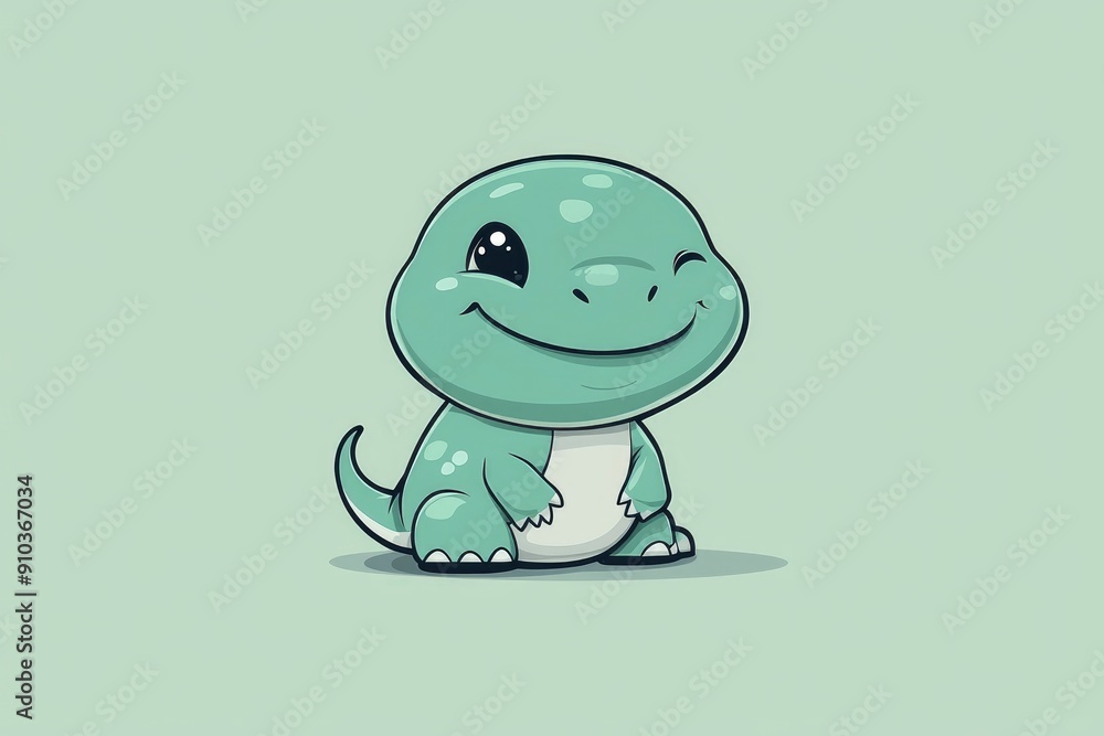 Cute Cartoon Dinosaur Winking with a Smile Cute Cartoon Dinosaur Winking with a Smile