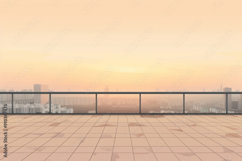 Obraz premium Sunset Skyline View from Rooftop - Generative AI. Beautiful simple AI generated image in 4K, unique.