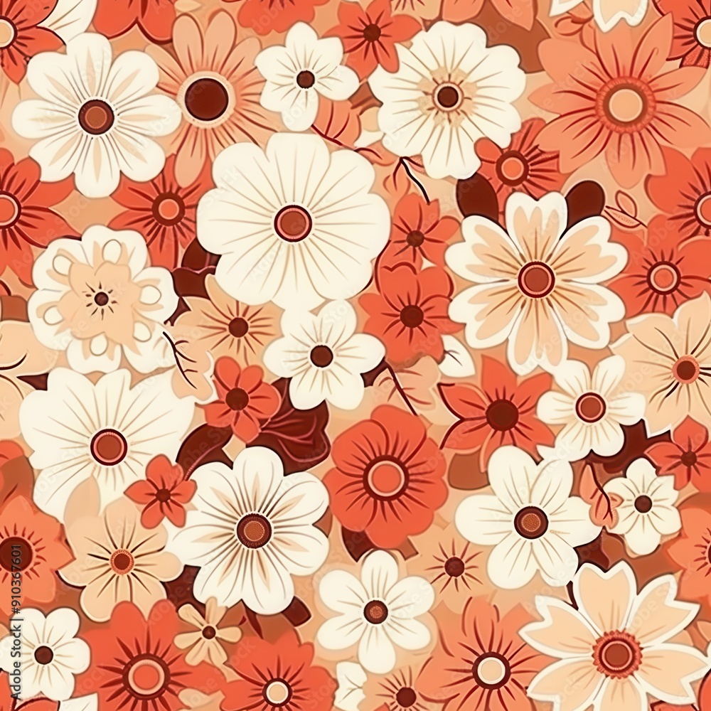 Floral Pattern Vector Art With Abstract Design in Warm Tones Floral Pattern Vector Art With Abstract Design in Warm Tones