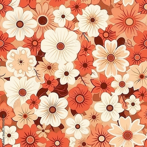 Wallpaper Mural Floral Pattern Vector Art With Abstract Design in Warm Tones Torontodigital.ca