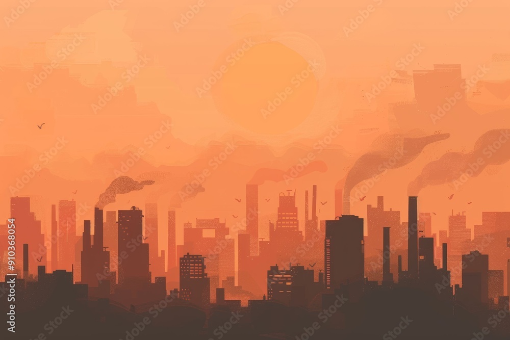 Naklejka premium Urban Observer - Sci-Fi Futuristic Cyberpunk Cityscape Seen by Solitary Figure from Rooftop Vantage Point. Beautiful simple AI generated image in 4K, unique.