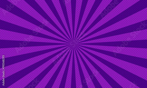 Retro rays comic purple background pop art style