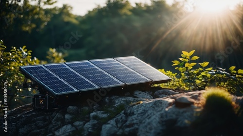 Solar Panel on Top of Rock photo