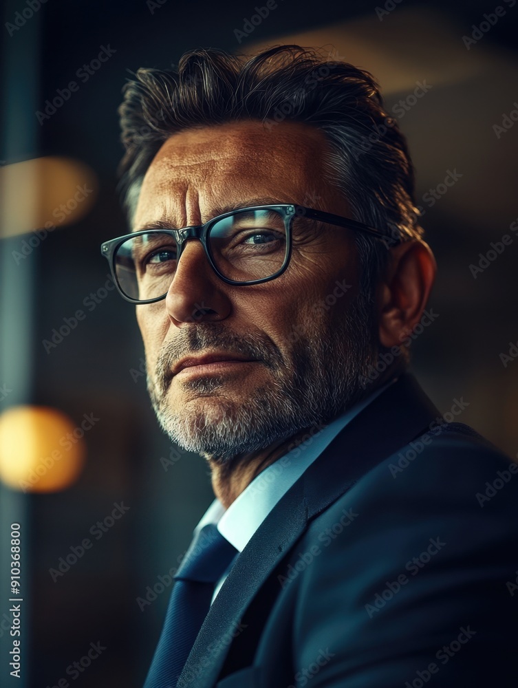 A business professional looking off to the side, possibly lost in thought or distracted A business professional looking off to the side, possibly lost in thought or distracted