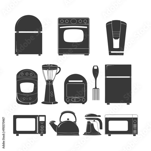 Kitchen Appliances and Utensils Silhouettes
