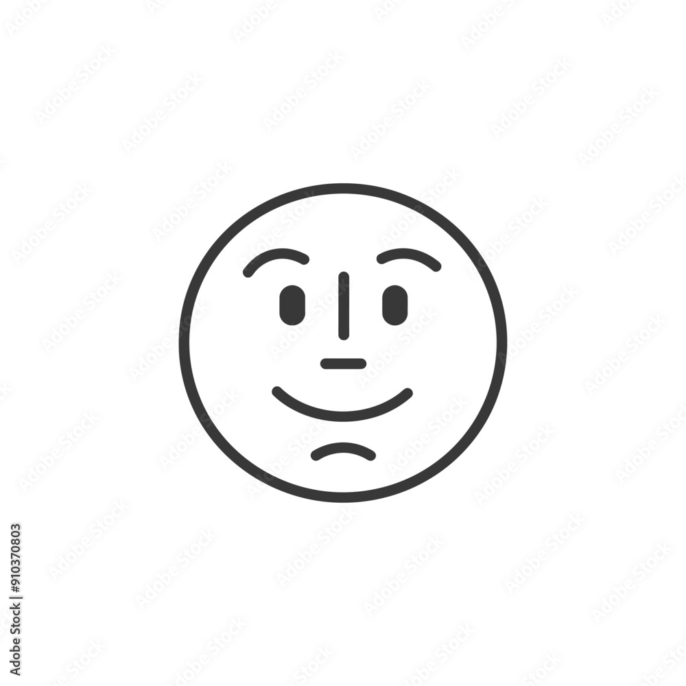 Line art emoticon depicting a nervous smile Line art emoticon depicting a nervous smile