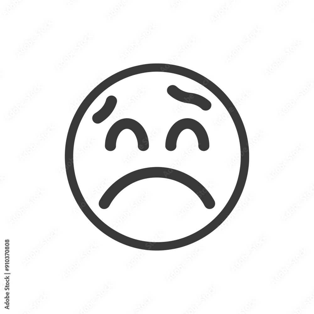 Line art emoticon with furrowed brows and downturned mouth Line art emoticon with furrowed brows and downturned mouth