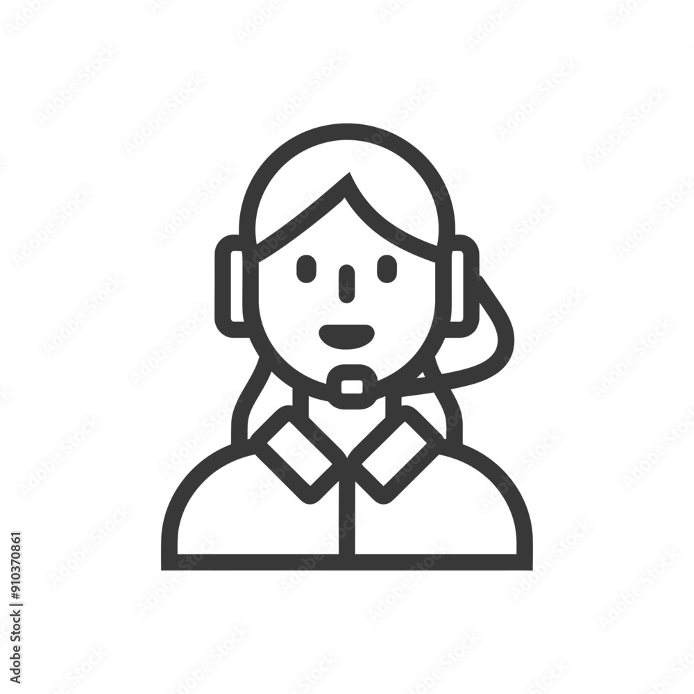 Line Art Icon of a Female Customer Service Representative Line Art Icon of a Female Customer Service Representative