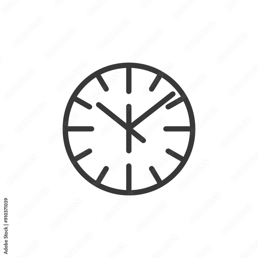 Line art icon of a simple clock face with hands pointing at three oclock Line art icon of a simple clock face with hands pointing at three oclock