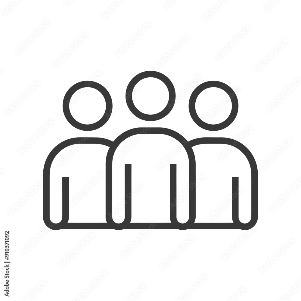 Line art icon of three people standing together Line art icon of three people standing together