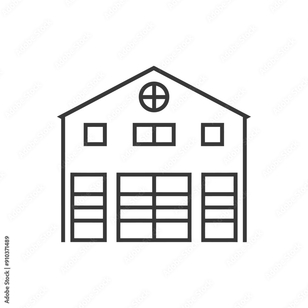 Line Art Illustration of a Building with Doors and Windows Line Art Illustration of a Building with Doors and Windows