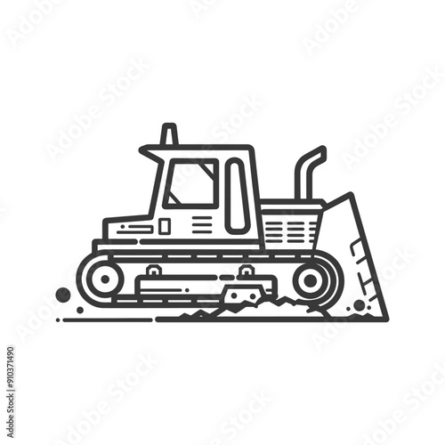 Line Art Illustration of a Bulldozer