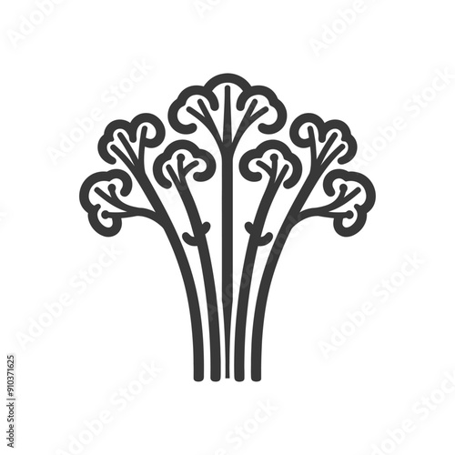 Line art illustration of a bunch of celery