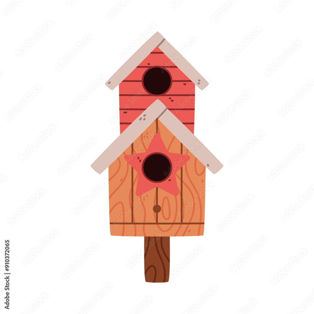 Bird House and Wooden Nesting Box Vector Illustration Bird House and Wooden Nesting Box Vector Illustration