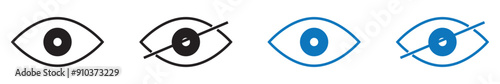 Eye icon set. vision icon, see view icons. Eyesight symbol, incognito icon no eye view hidden icon set. Editable stroke