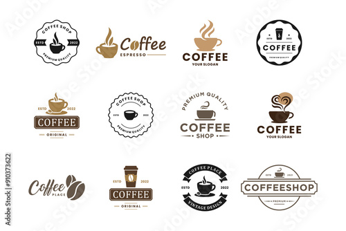 Set of vintage coffee badge logo design