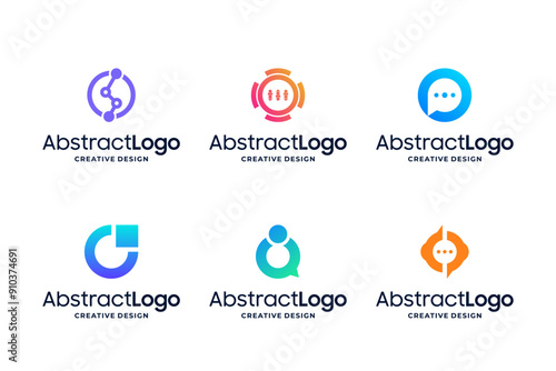 Set of colorful letter O logo design with creative concept