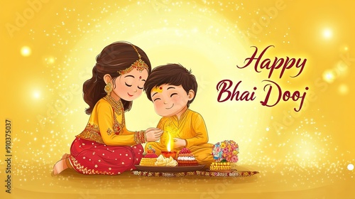 Bhai Dooj, Brother Sister Indian festival after Diwali.illustration photo