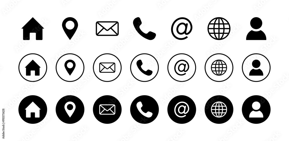 Contact us icon buttons. Web icons set , home, call, email, address, location, globe, chat, send, message, mail, envelope, mobile, telephone, info, website, icon . communication contact icon. Contact us icon buttons. Web icons set , home, call, email, address, location, globe, chat, send, message, mail, envelope, mobile, telephone, info, website, icon . communication contact icon.
