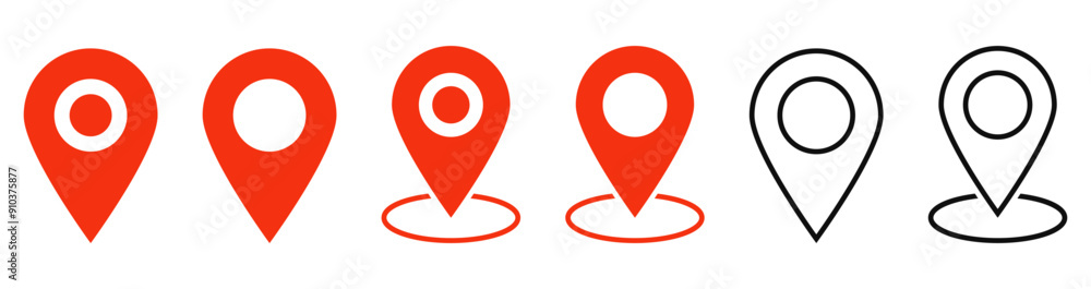 Location icon set, Map pin place marker. location pointer icon symbol in flat style. Location pin icon, Navigation sign Location icon set, Map pin place marker. location pointer icon symbol in flat style. Location pin icon, Navigation sign
