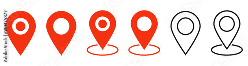 Location icon set, Map pin place marker. location pointer icon symbol in flat style. Location pin icon, Navigation sign
