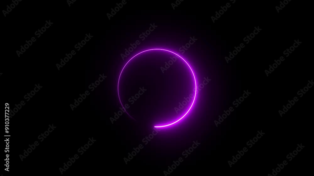 Neon circle loading sign background animation in retro style 4k video. Neon circle loading sign background animation in retro style 4k video.