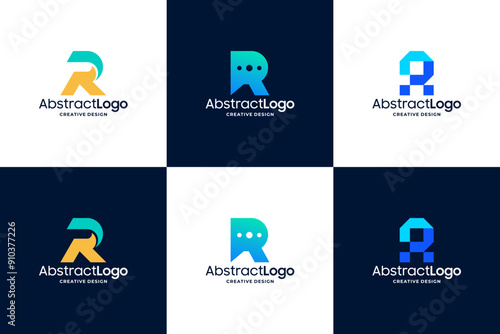 Colorful letter R logo design collection