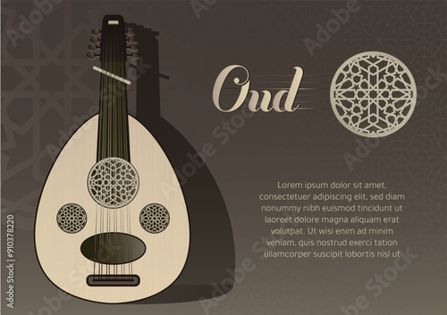 Vector drawings of the middle eastern musical instrument known as the oud