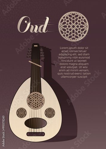 Vector drawings of the middle eastern musical instrument known as the oud