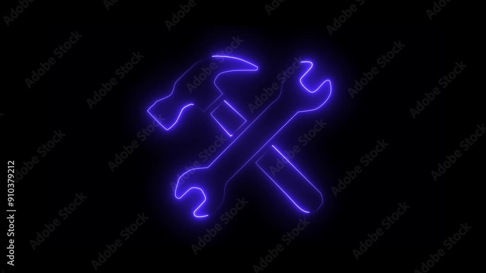 glowing neon setting icon, spinning gears animation. Technology setting icon .black background. glowing neon setting icon, spinning gears animation. Technology setting icon .black background.