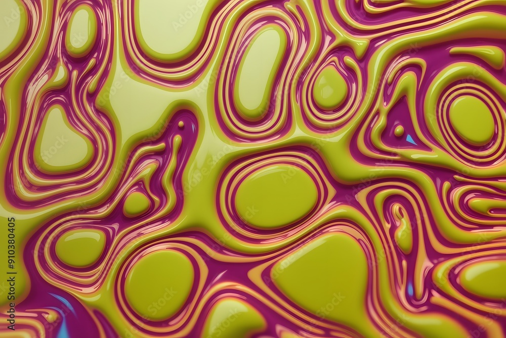 Fototapeta premium Marble abstract background. Mesh liquid surface digital illustration. Tasty creamy texture with violet paint drips. Natural marble stone pattern. Abstract color mixture for wallpaper or card template 