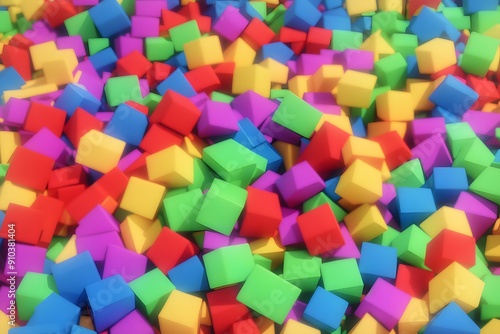 Colored foam rubber cubes background 