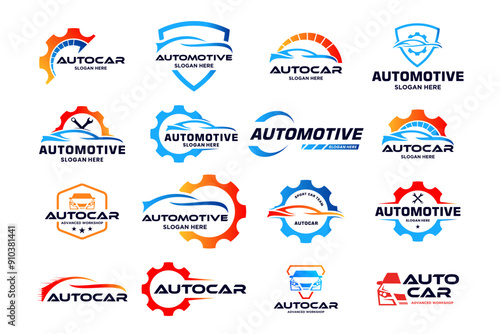 Set of automotive emblem logo design. Mechanic repair logo