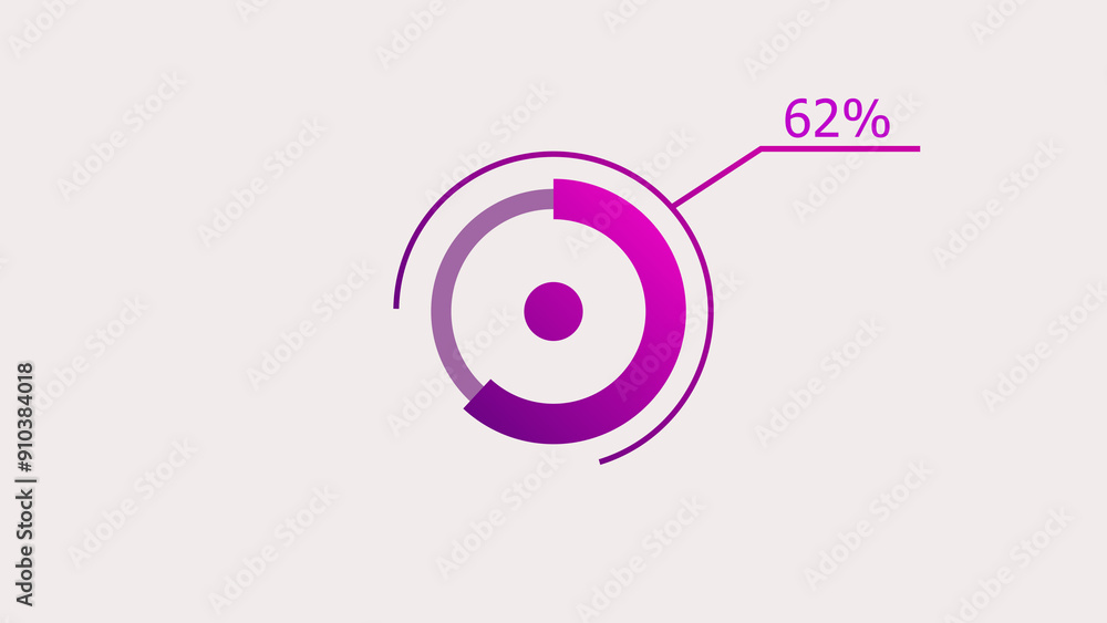 62% circle loading icon diagrams Infographics background. Abstract storage pie chart symbol background illustration. 62% circle loading icon diagrams Infographics background. Abstract storage pie chart symbol background illustration.