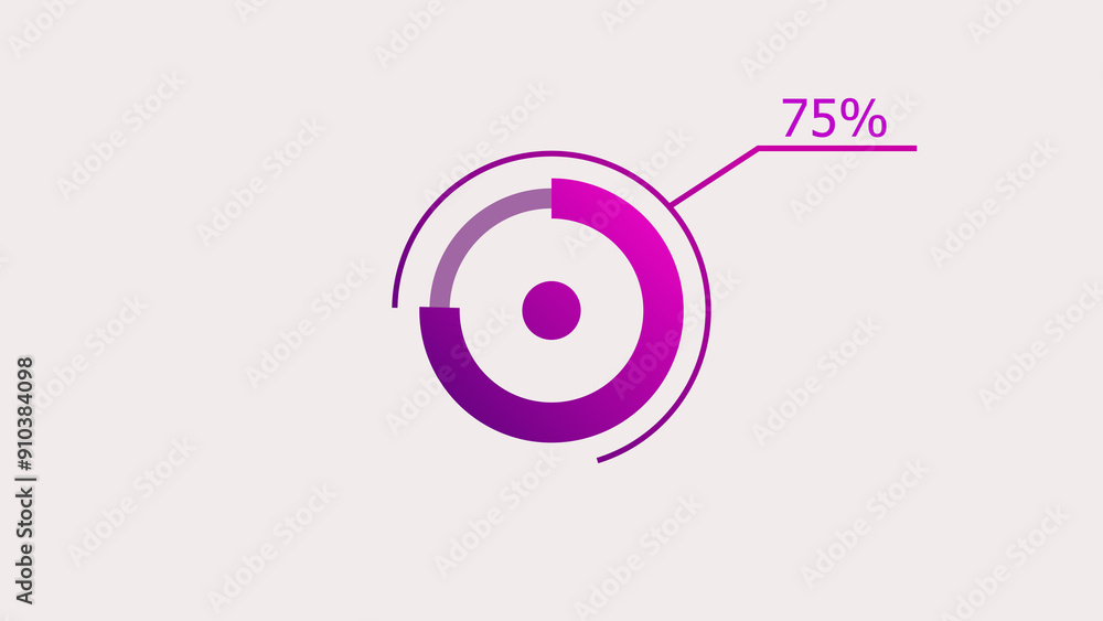 75% circle loading icon diagrams Infographics background. Abstract storage pie chart symbol background illustration.