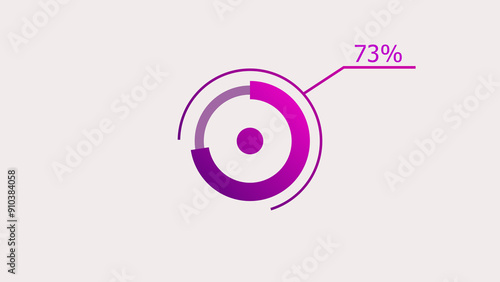 73% circle loading icon diagrams Infographics background. Abstract storage pie chart symbol background illustration.