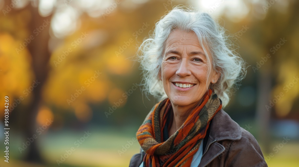 Smiling senior woman standing outdoors Smiling senior woman standing outdoors