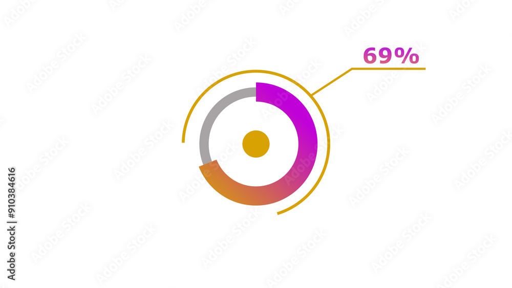 69% circle loading icon diagrams Infographics background. Abstract storage pie chart background illustration. 69% circle loading icon diagrams Infographics background. Abstract storage pie chart background illustration.