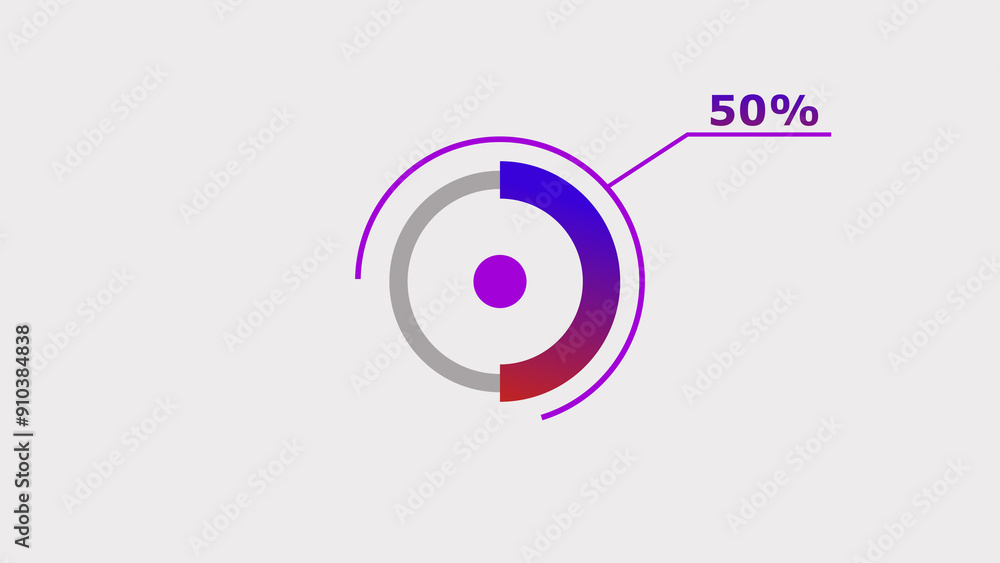 50% circle loading icon diagrams Infographics background. Abstract storage pie chart background illustration.