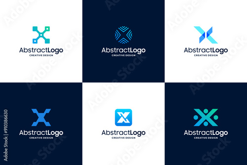 Letter X tech logo design collections