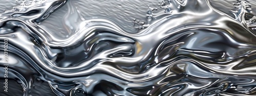 Liquid metal waves against a silver background.