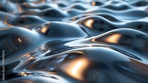 Flowing metallic waves with smooth curves and gradient lighting.