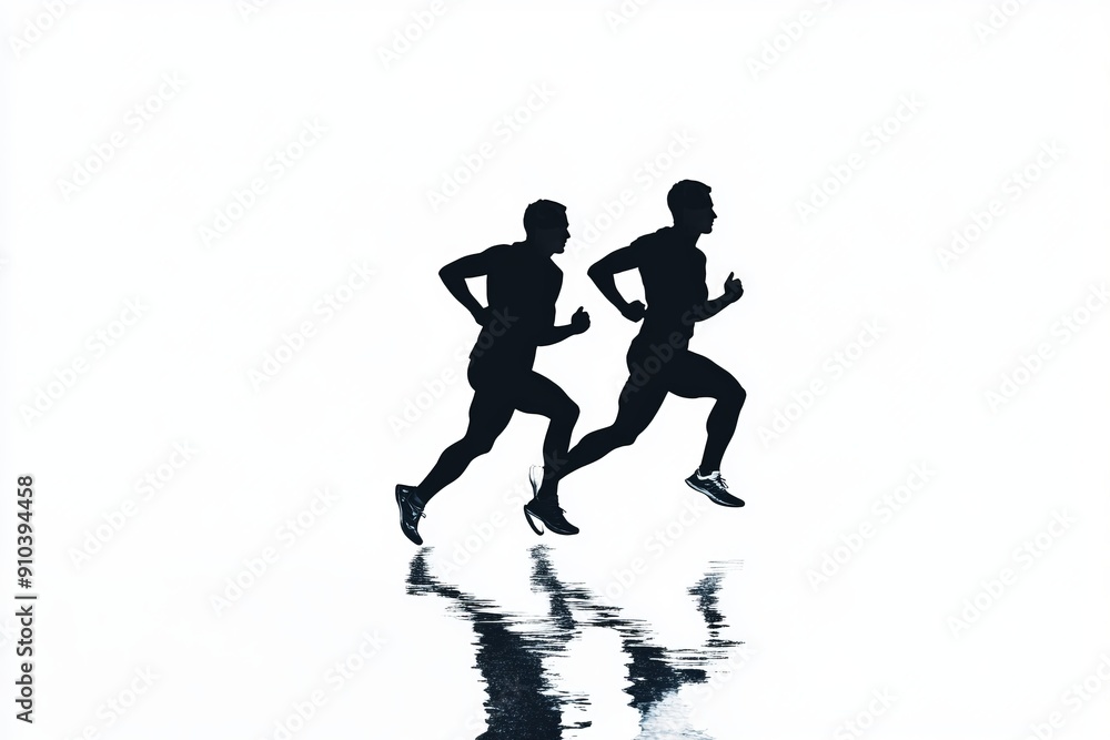 silhouette of a group of runners running together, white background, isolated, race pack, race group silhouette of a group of runners running together, white background, isolated, race pack, race group