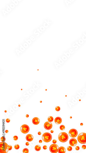 Vitamin A round capsules scattered randomly.