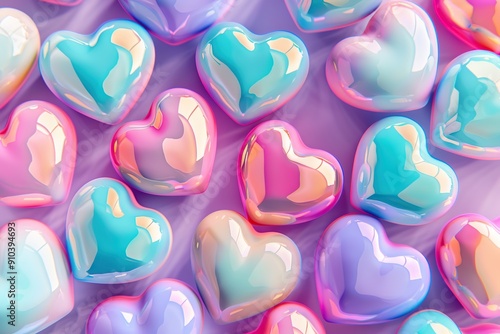 Group of transparent colorful hearts