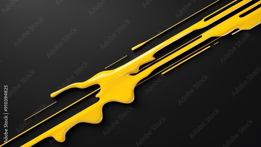 flat aesthetic linear dripping yellow paint on black b background flat aesthetic linear dripping yellow paint on black b background