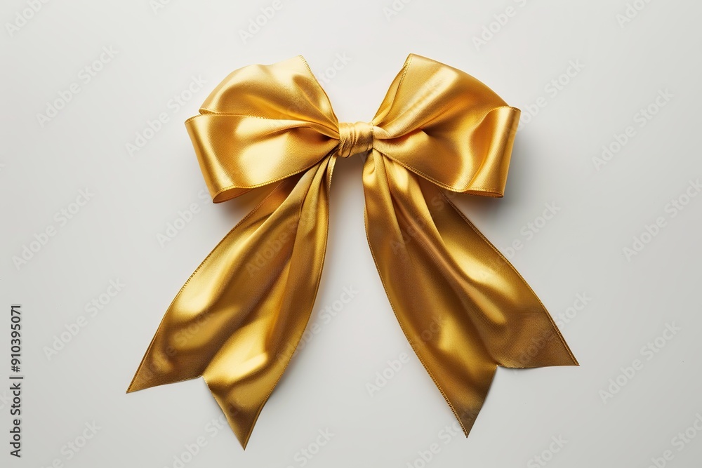 Golden satin ribbon bow on white background Golden satin ribbon bow on white background