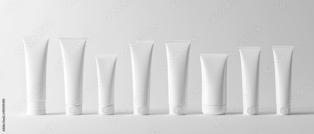 Set of Plastic Tube Containers on a White Background Set of Plastic Tube Containers on a White Background