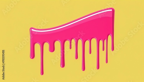 flat aesthetic linear dripping pink paint on yellow ba background