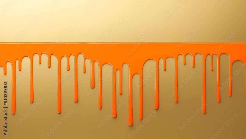 flat aesthetic linear dripping orange paint on gold ba background flat aesthetic linear dripping orange paint on gold ba background